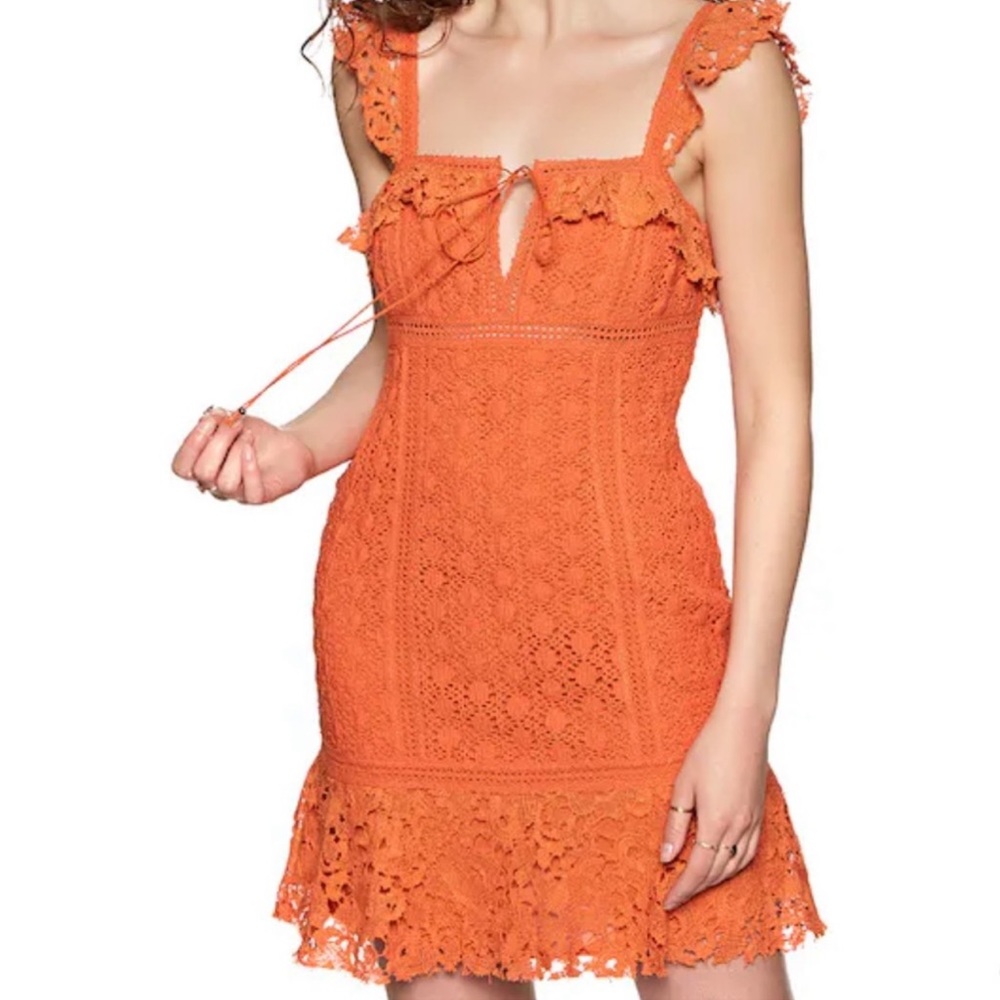 Free People Orange Crochet Lined Dress